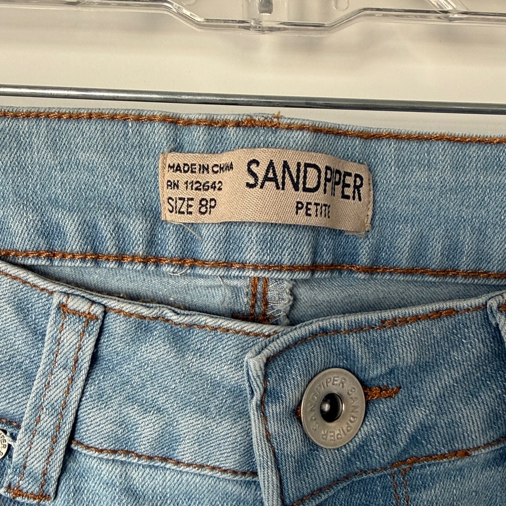 Sandpiper Petite Light Blue Jeans with Multicolor Floral Embroidery 8P - Picture 4 of 13